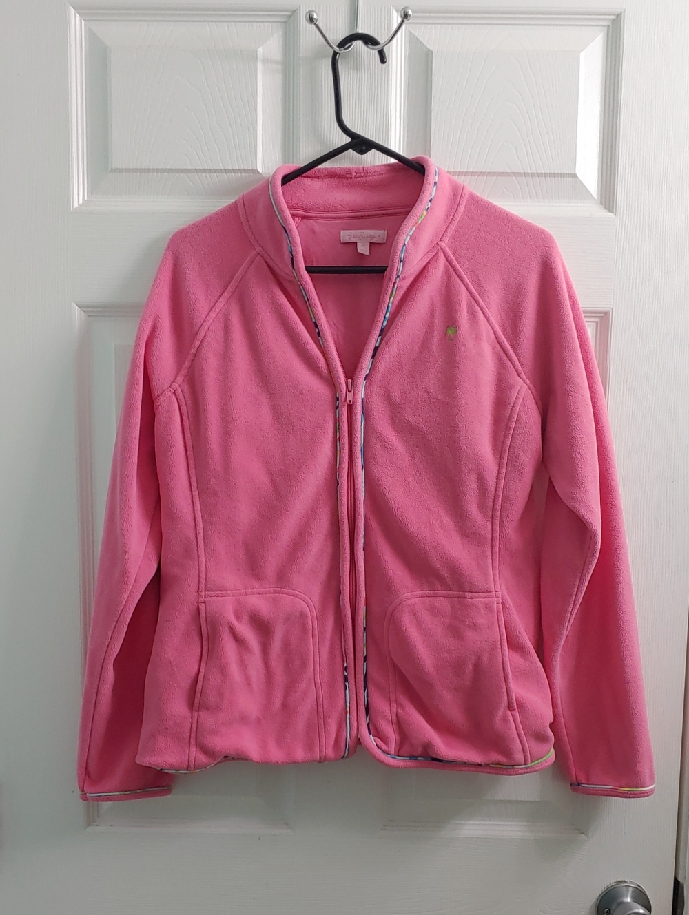 Lilly Pulitzer Pink Fleece Jacket Women's M Preppy Athletic Full Zip
